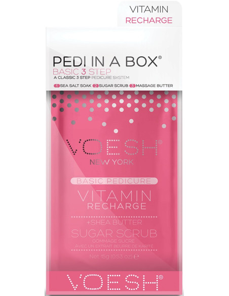 VOESH PEDI IN A BOX Ultimat pedikyrfotset, med C-vitamin, uppfriskande, 4 produkter