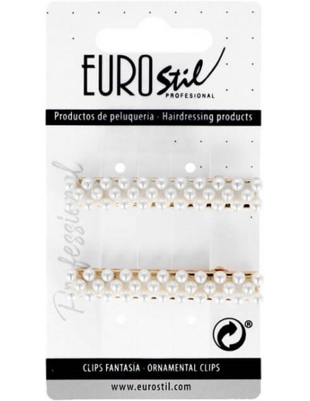 Hårspännen, guldfärgade, med strass, 2 st