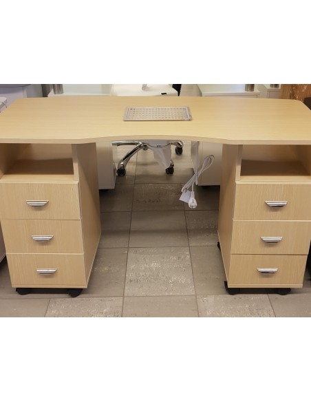 Manikyrbord Master II med dammutsug och 3 lådor, brunt, 120 × 46 × 75 cm
