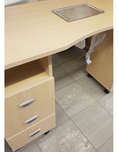 Manikyrbord Master II med dammutsug och 3 lådor, brunt, 120 × 46 × 75 cm