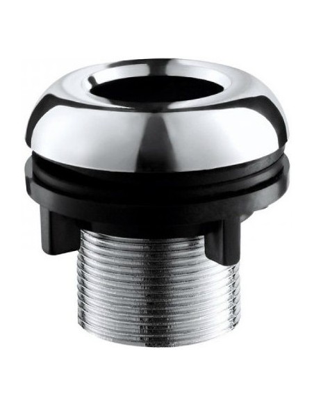 Duschmunstycke med korrugerad silverfärgad metallslang, rak