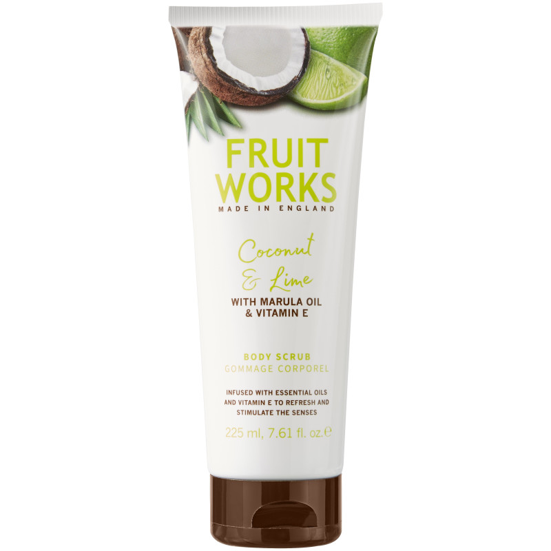 FRUIT WORKS Body Scrub, Coconut &amp, Lime 225ml