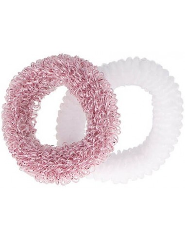 Hårband, små resårband, rosa/vita, 9 st