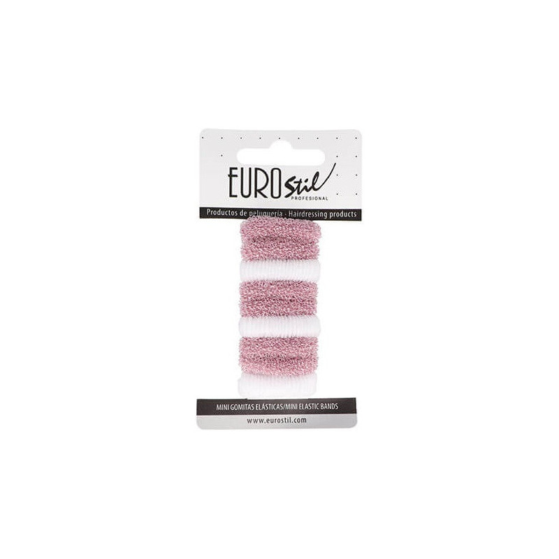 Hårband, små resårband, rosa/vita, 9 st