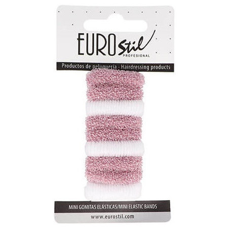 Hårband, små resårband, rosa/vita, 9 st