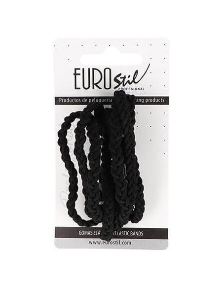 Elastiska hårband, flätade, elastiska, svarta, 8 st