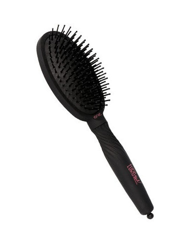 Hårborste, oval/svart, gummerat handtag