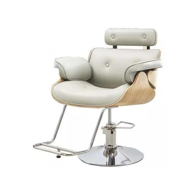 Frisörstol Soho med silverbas, Grå
