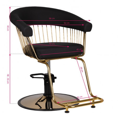 Frisörstol Alexandra med guldbas, svart