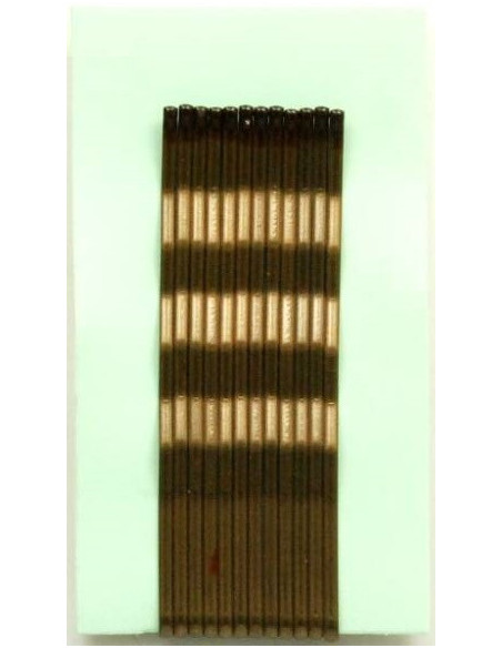 Hårspännen, vågiga, 70 mm, bruna, matta, rundade ändar, 12 st.