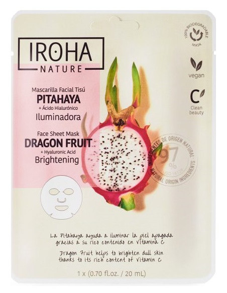 IROHA NATURE Ljusgörande ansiktsmask med drakfrukt 20ml