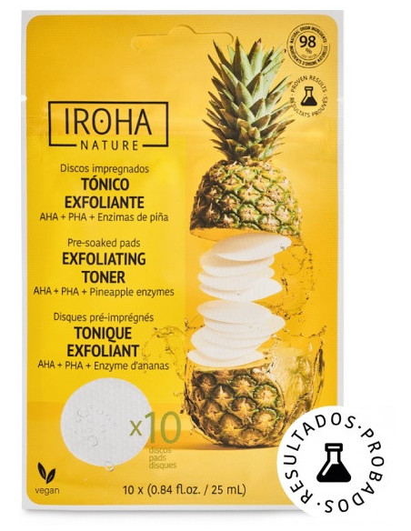 IROHA NATURE Peeling och Brightening Toner Pads med glykolsyra och ananasenzymer 10 st