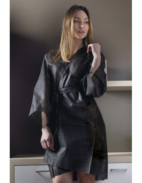 Kimono med ficka ECO, non-woven material, svart, 100 st.