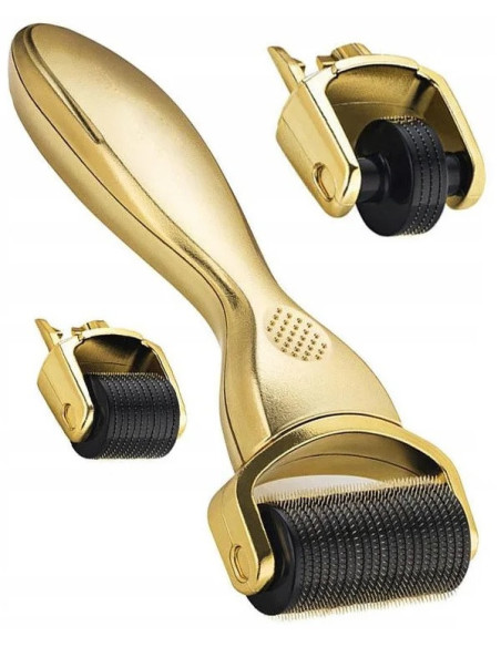 Derma roller microneedling-apparat, 3-i-1, GOLD