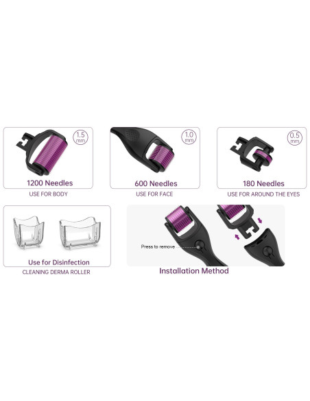 Derma roller mikronålningsapparat, 3-i-1, SILVER