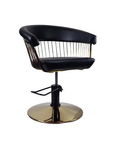 Frisörstol Alexandra med guldbas, svart