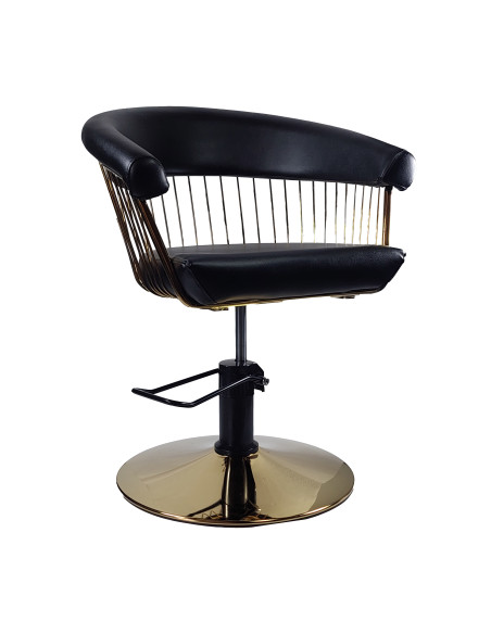 Frisörstol Alexandra med guldbas, svart