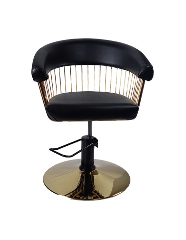 Frisörstol Alexandra med guldbas, svart
