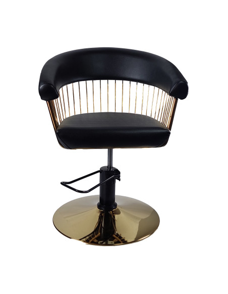 Frisörstol Alexandra med guldbas, svart