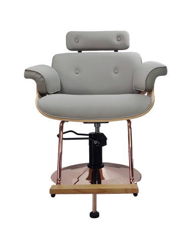 Frisörstol Soho med guldbas, Grå