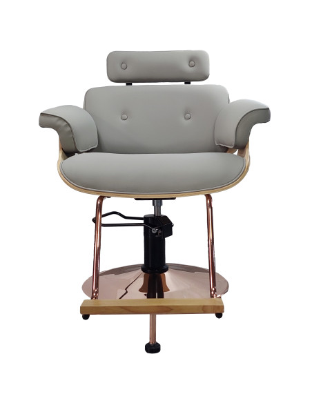 Frisörstol Soho med guldbas, Grå