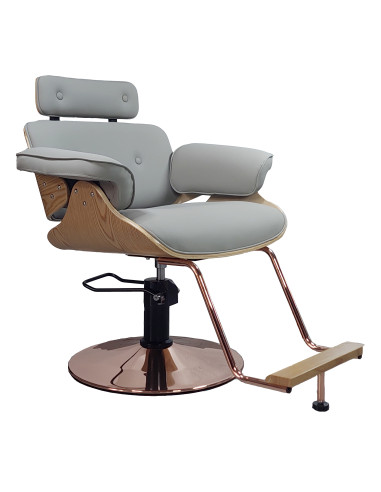 Frisörstol Soho med guldbas, Grå