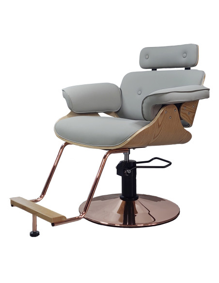 Frisörstol Soho med guldbas, Grå