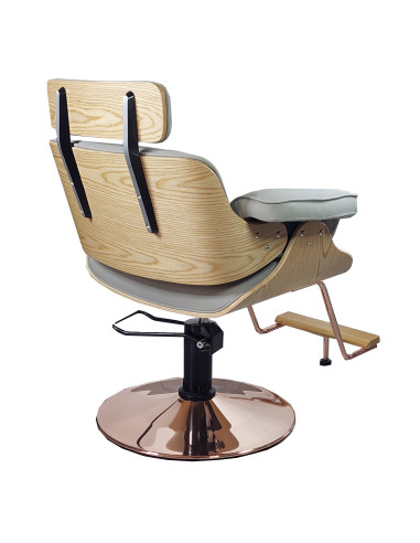 Frisörstol Soho med guldbas, Grå