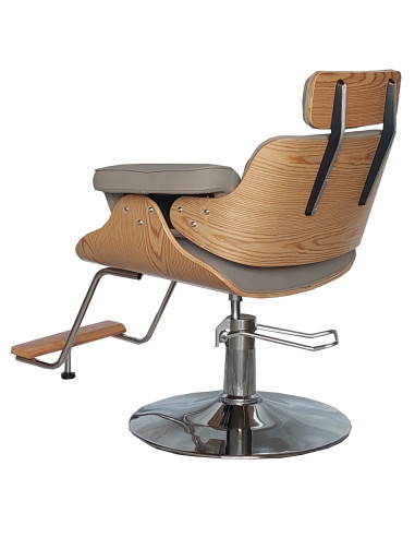 Frisörstol Soho med silverbas, Grå