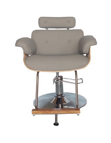Frisörstol Soho med silverbas, Grå