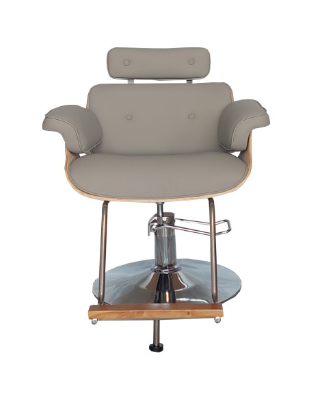 Frisörstol Soho med silverbas, Grå