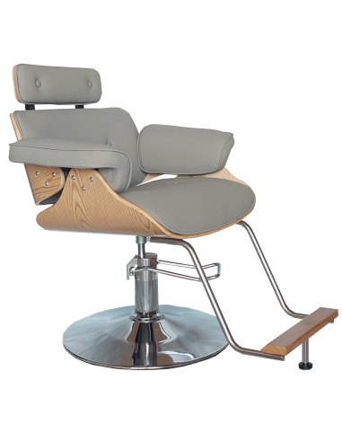 Frisörstol Soho med silverbas, Grå