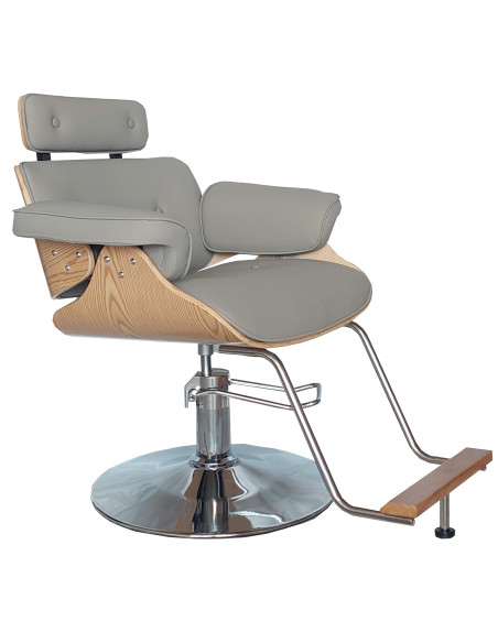 Frisörstol Soho med silverbas, Grå
