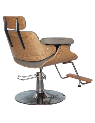 Frisörstol Soho med silverbas, Grå