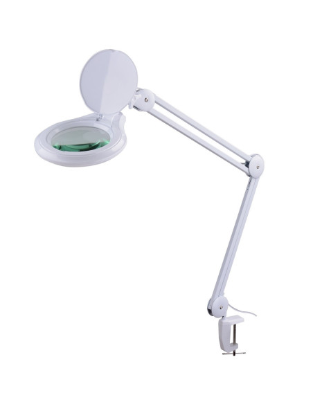 Förstoringslampa, bordsmonterad, LED, 5 dioptrier, 4 ljuslägen