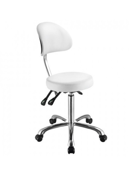 Hantverksstol med 4 justeringsmekanismer och ergonomiskt ryggstöd Comfort, vit