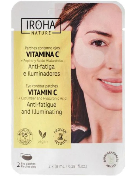 IROHA NATURE ögonmask med C-vitamin, gurka och hyaluronsyra