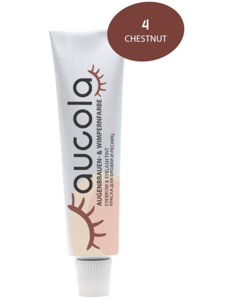 aucola ögonbryns- och ögonfransfärg 4 Chestnut, kastanjebrun, hög täckförmåga, 15 ml