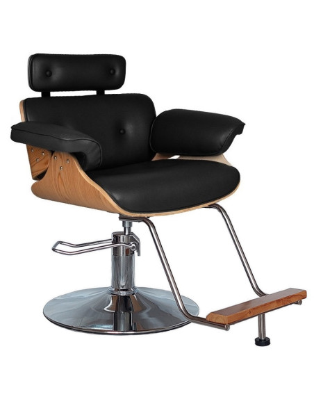 Frisörstol för klienter, med silverbas, svart