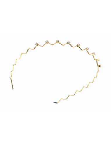 Hårring, vågig, guld med strass, 1 st.