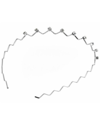 Hårring, vågig, silver med strass, 1 st.