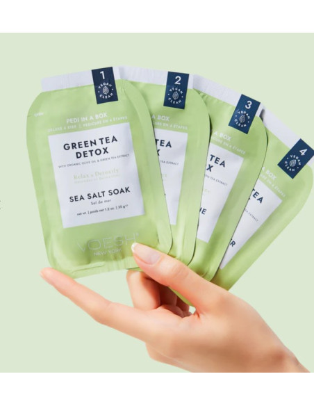 VOESH - PEDI IN A BOX Fotset Grönt te Detox, renande, 4 produkter