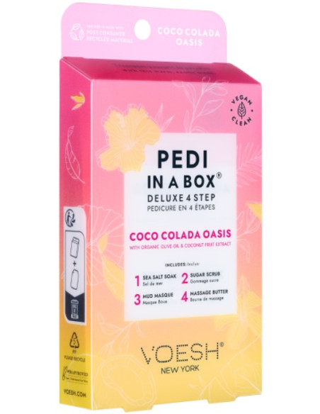 VOESH - PEDI IN A BOX Fotset Coco Colada Oasis för torr hud, uppfriskande, 4 produkter
