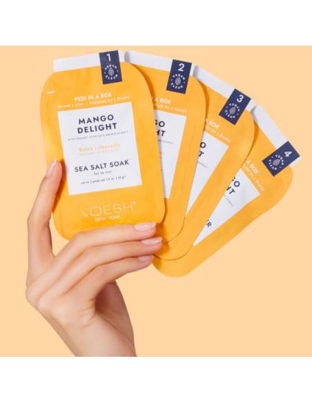 VOESH - PEDI IN A BOX Mango Delight fotset, för välbefinnande, 4 produkter