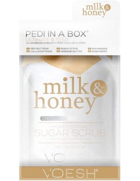 VOESH PEDI IN A BOX Ultimat pedikyrfotset, mjölk/honung, rengöring, 6 produkter