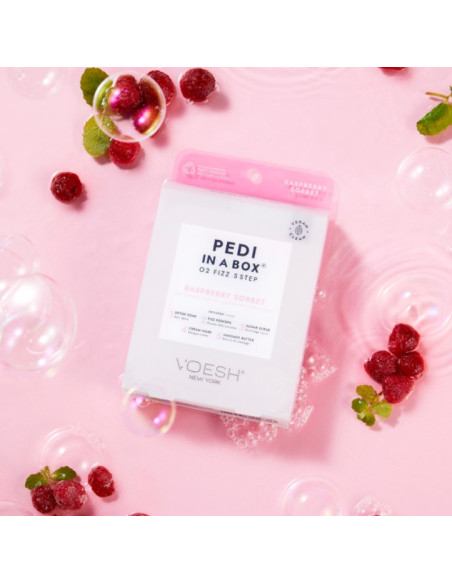 VOESH - PEDI IN A BOX Pedikyr SPA-behandling 5-i-1, detox-avslappnande, hallonsorbet