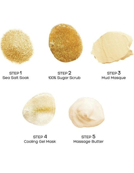 VOESH PEDI IN A BOX Golden Glimmer Foot Kit, lugnande/närande, 5 produkter