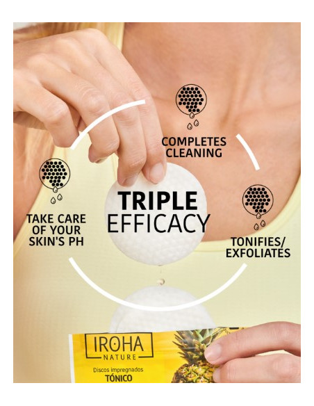 IROHA NATURE Peeling och Brightening Toner Pads med glykolsyra och ananasenzymer 10 st