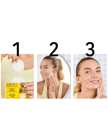 IROHA NATURE Peeling och Brightening Toner Pads med glykolsyra och ananasenzymer 10 st