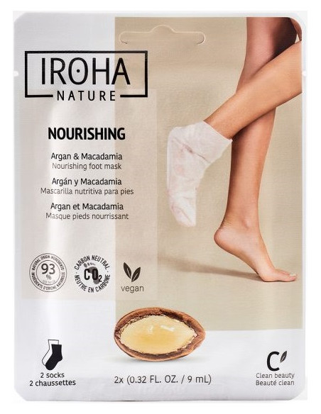 Iroha Nature närande maskstrumpor för fötterna med argan- och makadamiaolja för att mjukgöra torr hud, 1 par